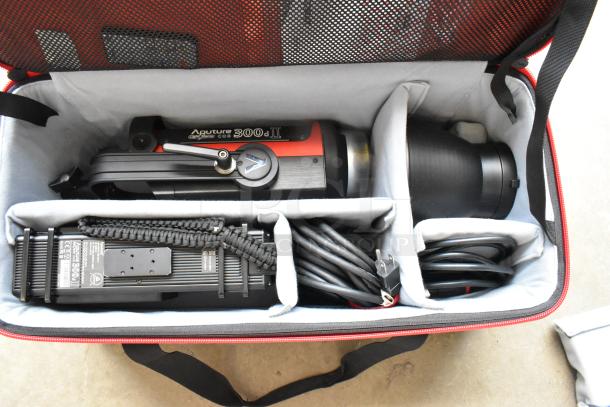 Aputure 300 II Daylight Monolight and Light Storm COB 300 II in padded case, includes cables and power supply, good condition.