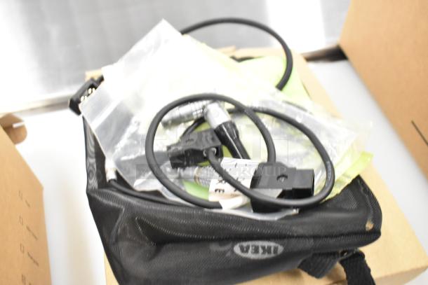 Two items including a Movi Ninja Star and cable, in a black mesh IKEA pouch, excellent condition.