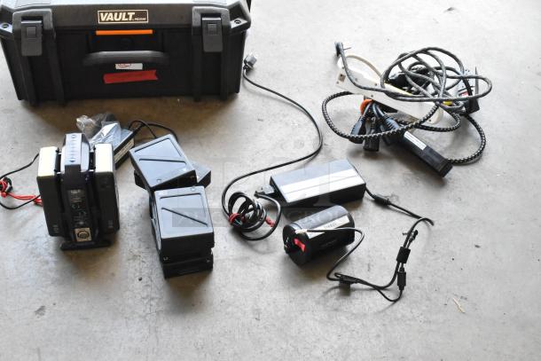 IDX VL-2X 2ch sequential charger with rechargeable battery, cables, in a Pelican Vault case; used condition.