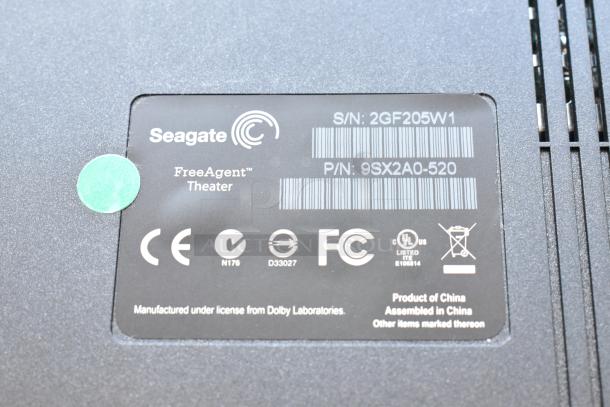 Seagate FreeAgent Theater Roku Digital Video Player, model with S/N: 2GF205W1, CE and FCC certified, made in China.