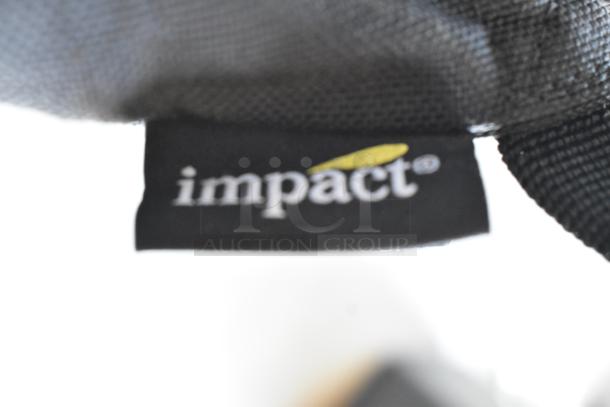 Impact SBF-B-25 Sandbag, black fabric with logo tag. Durable, for stabilizing equipment in photography setups.