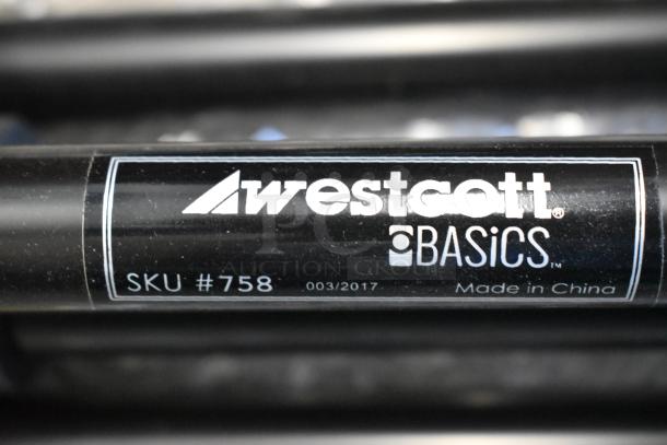 2 Westcott Basics stands, SKU #758, label showing "Made in China" and date "03/2017," black finish, good condition.