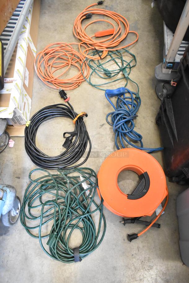 ALL ONE MONEY! Lot of Various Extension Cords in Poly Bin. - Image 1 of 5