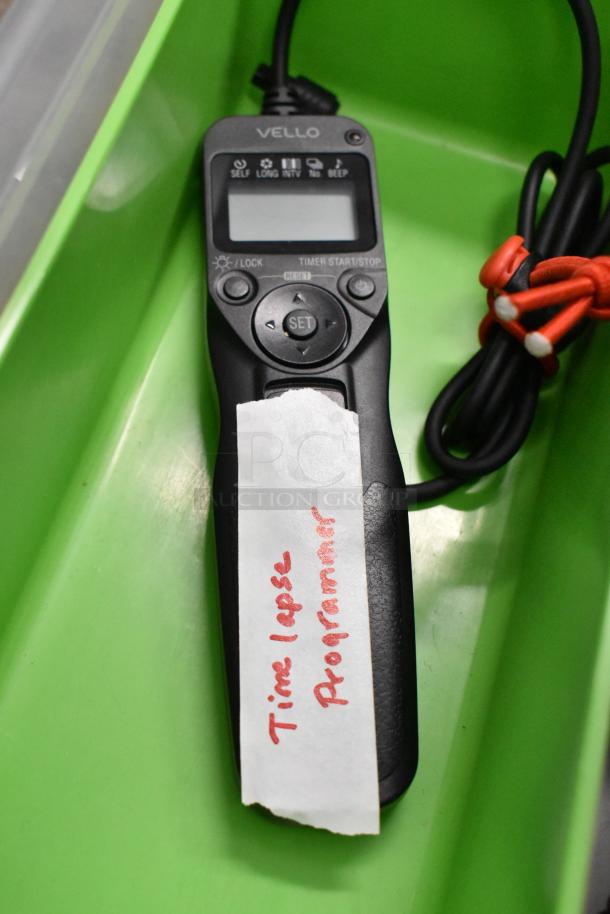 ALL ONE MONEY! Lot of Time Lapse Programmer, Timelapse Tether Cables and Cord Cable Holder in Poly Bin - Image 2 of 8