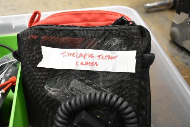ALL ONE MONEY! Lot of Time Lapse Programmer, Timelapse Tether Cables and Cord Cable Holder in Poly Bin - Image 5 of 8