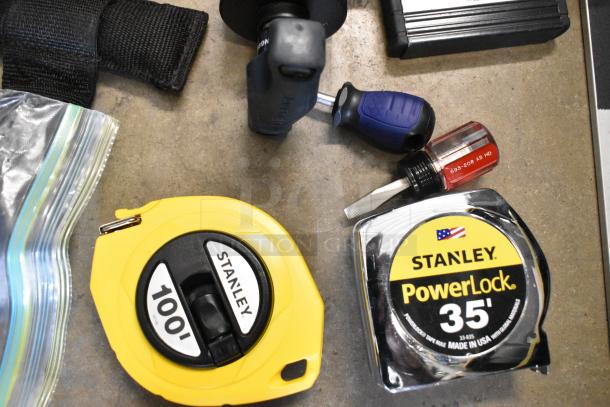 ALL ONE MONEY! Lot of Various Items Including GIottos MH7001,  Mitchell Wrench, Tape Measures in Husky Tool Box - Image 9 of 13