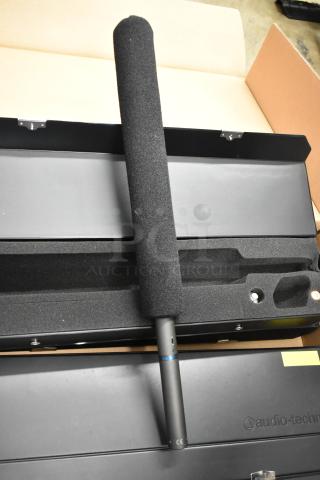 Brand new Audio Technica AT0015 Microphone in box, black foam windscreen, in original packaging, four available.