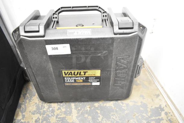 Lot includes Kableflags, wires, and Vault Pelican Equipment Case V600, crushproof and dustproof, with label and tag 308.