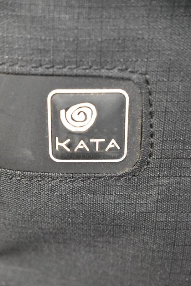 Black Kata case with logo; durable fabric; suitable for equipment storage; used condition.