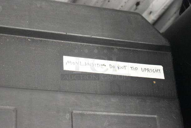 Stanley hard case with label "MoVi Inside Do Not Tip Upright"; includes mounting hardware, clamps, cords, air blowers, viewfinder.
