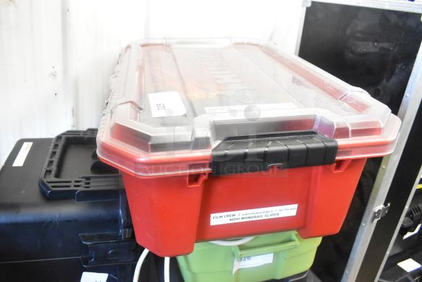 ALL ONE MONEY! Lot of Various Items Including Movi Monorail Slider in Poly Bin - Image 1 of 9