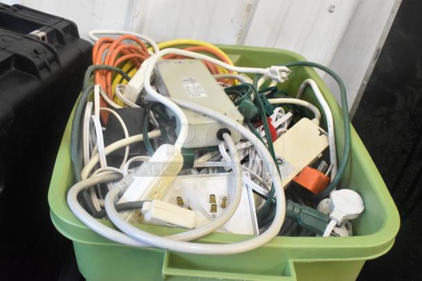 ALL ONE MONEY! Lot of Various Items Including Extension Cords in Poly Bin - Image 3 of 9