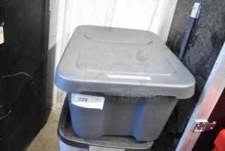 Poly bin containing various items, including Kessler accessories. Bin shows label with auction lot number 328.
