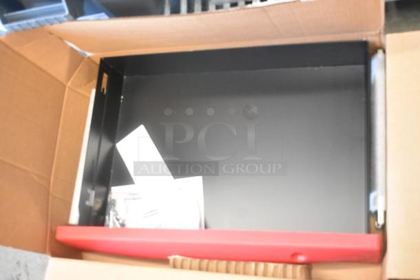 BRAND NEW SCRATCH AND DENT Rubbermaid FG459300 Center Drawer Accessory Kit in box; features red and black components.