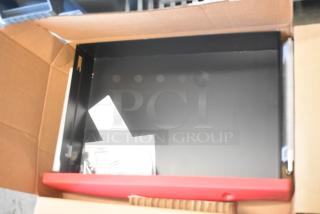 BRAND NEW SCRATCH AND DENT Rubbermaid FG459300 Center Drawer Accessory Kit in box; features red and black components.