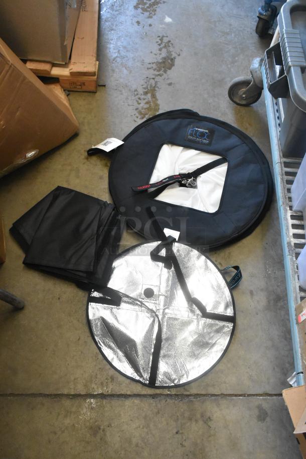 Westcott Fledc Drum Softbox for LED Mats, includes black and silver reflectors, logo label visible, in good condition.