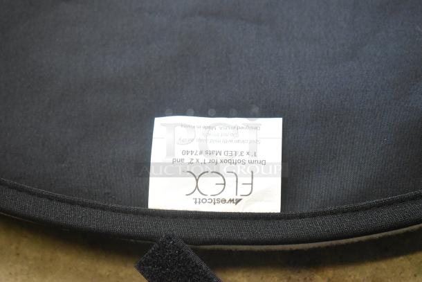 Westcott Fledc Drum Softbox for LED Mats, black fabric, tag showing model #7140, designed in USA, made in Korea.