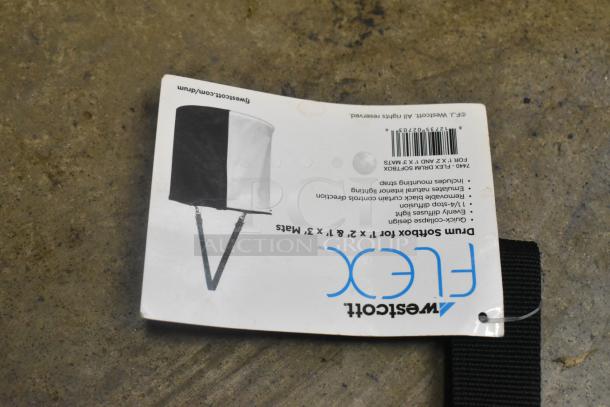 Westcott Fledc Drum Softbox tag for LED mats, showing branding and product details, condition appears used.