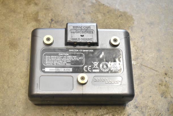 Ape Case with Anton Bauer HC Dionic battery and dual simultaneous charger. Features caution label and Gold Mount.