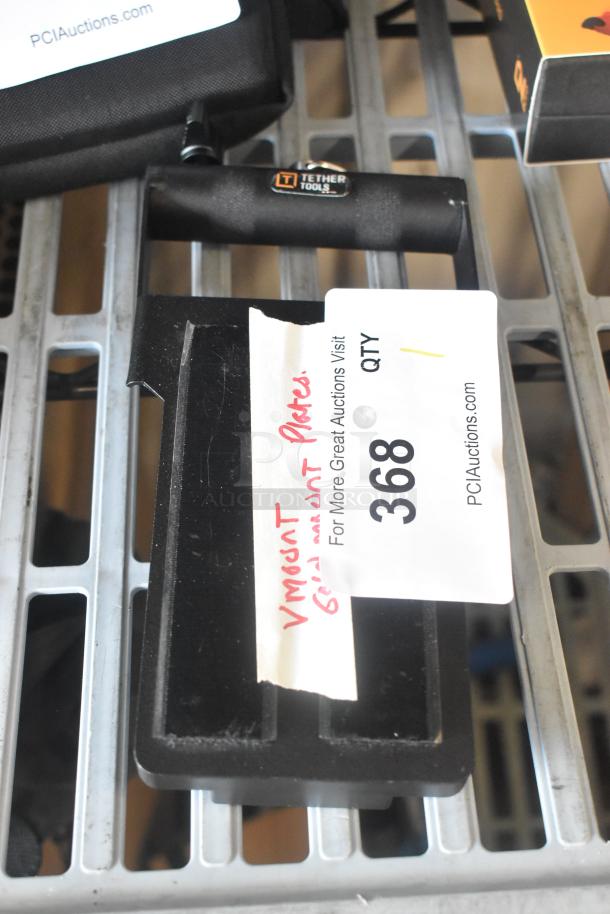 Tether Tools V Mount in good condition with label indicating "V Mount Plate." Appears on auction shelf with tag number 368.