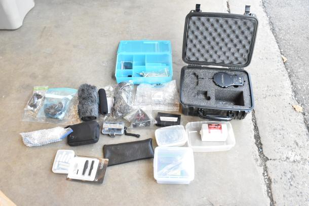 ALL ONE MONEY! Lot of Various Items Including Audio Accessories, MicroRemote, LAV Mic Wired, Professional Accessory Kit in Poly Bin - Image 1 of 15