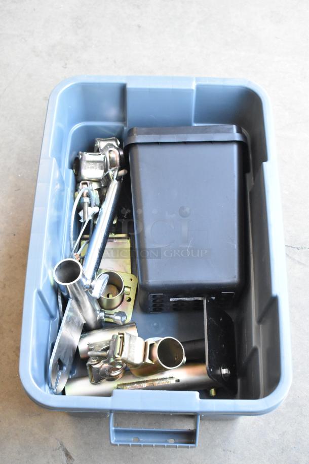 ALL ONE MONEY! Lot of Various Items Including Speed Rail Clamps in Poly Bin - Image 1 of 7