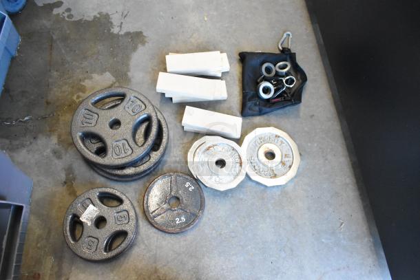 ALL ONE MONEY! Lot of Various Items Including Weight Plates in Poly Bin - Image 1 of 8