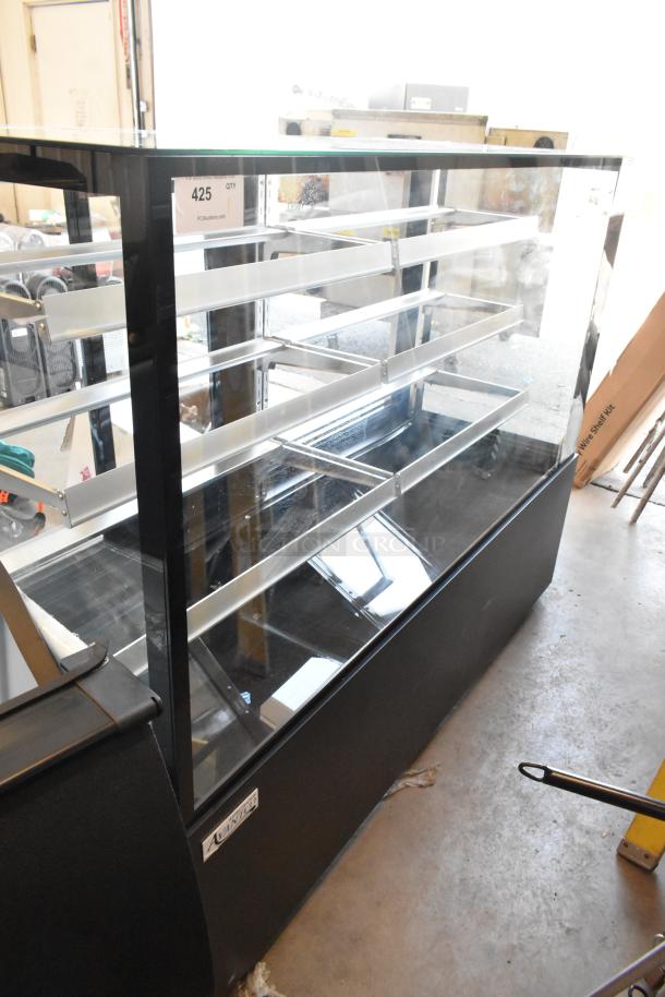 BRAND NEW SCRATCH AND DENT! Avantco 193BCFD72B 70 7/8" Black Square Dry Bakery Display Case with LED Lighting on Commercial Casters. 115 Volts, 1 Phase. - Image 1 of 8