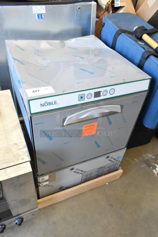 Brand new Noble 495HTUC24 undercounter dishwasher with minor dents. Features booster heater, 208/240V, 1 phase.