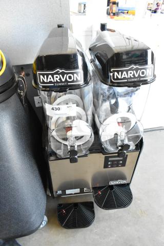 Brand new Narvon NSSM2 stainless steel double slushie machine, commercial countertop model. 115 Volts, 1 Phase.