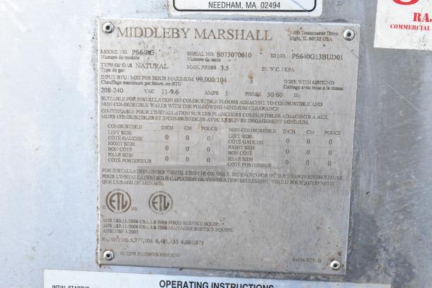 2 Middleby Marshall PS640S Stainless Steel Commercial Natural Gas Powered Conveyor Pizza Oven on Commercial Casters. 2 Times Your Bid! - Image 17 of 18