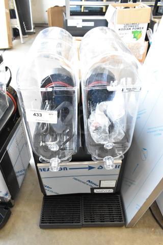 Narvon Double Pourover Granita Machine, Model 378SM2, 115V, excellent condition, clear tanks, visible controls.