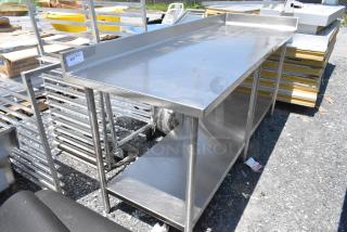 Stainless Steel Table w/ Under Shelf and Back Splash. - Item #1194374