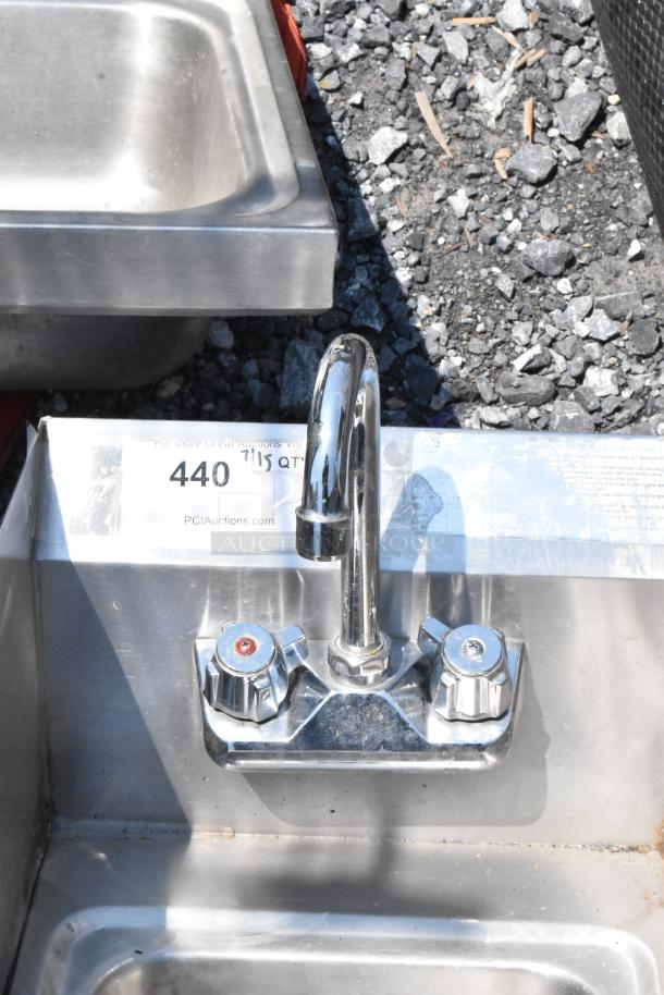 Stainless Steel Single Bay Wall Mount Sink w/ Faucet and Handles. - Image 2 of 4