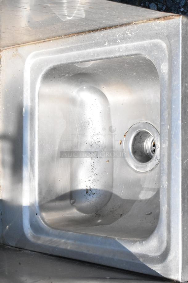 Stainless Steel Single Bay Wall Mount Sink w/ Faucet and Handles. - Image 3 of 4