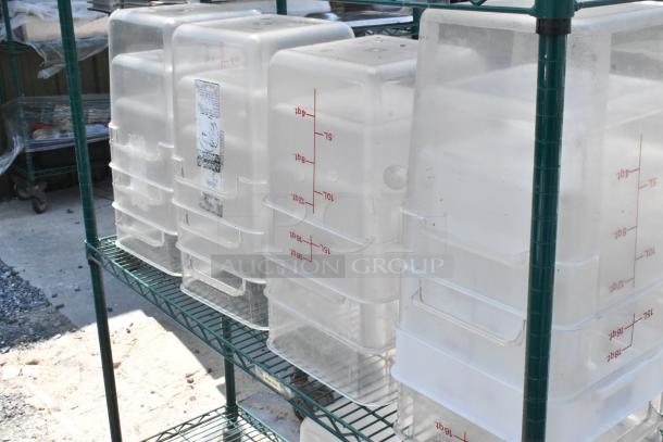 Green Finish 4 Tier Wire Shelving Unit on Commercial Casters w/ Contents Including Clear Poly Bins. BUYER MUST DISMANTLE. PCI CANNOT DISMANTLE FOR SHIPPING. PLEASE CONSIDER FREIGHT CHARGES. - Image 4 of 5