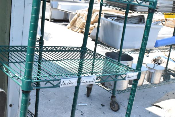 Green Finish 5 Tier Wire Shelving Unit on Commercial Casters. BUYER MUST DISMANTLE. PCI CANNOT DISMANTLE FOR SHIPPING. PLEASE CONSIDER FREIGHT CHARGES. - Image 4 of 5