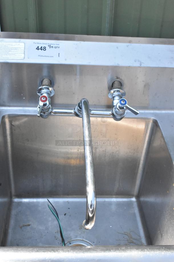 Stainless Steel Single Bay Sink w/ Right Side Drain Board, Faucet and Handles. - Image 4 of 6