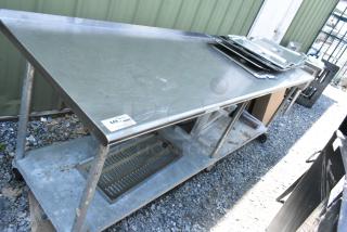 Stainless Steel Table w/ Under Shelf and Contents Including Dunnage Racks and Metal Pans. - Item #1194386
