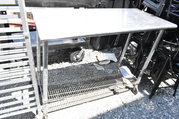 Stainless Steel Table w/ Wire Under Shelf on Commercial Casters. - Image 1 of 5