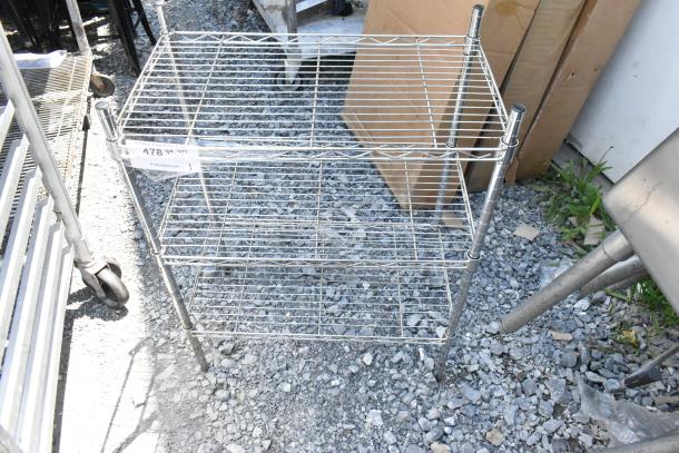 Chrome Finish 3 Tier Wire Shelving Unit. BUYER MUST DISMANTLE. PCI CANNOT DISMANTLE FOR SHIPPING. PLEASE CONSIDER FREIGHT CHARGES. - Image 1 of 4