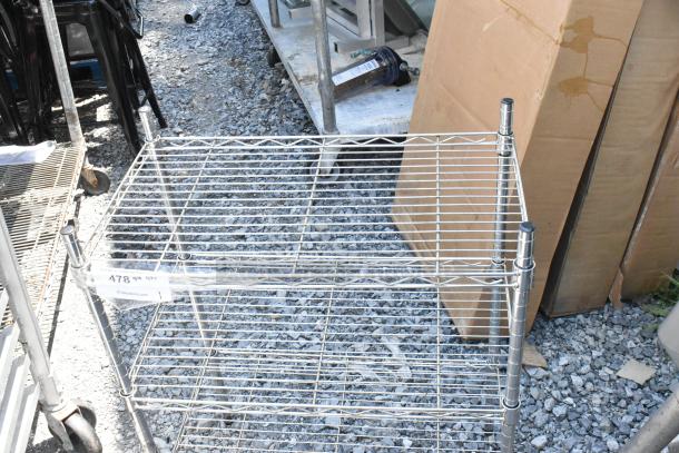 Chrome Finish 3 Tier Wire Shelving Unit. BUYER MUST DISMANTLE. PCI CANNOT DISMANTLE FOR SHIPPING. PLEASE CONSIDER FREIGHT CHARGES. - Image 4 of 4