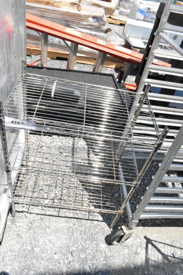 Chrome Finish 3 Tier Wire Shelving Unit. BUYER MUST DISMANTLE. PCI CANNOT DISMANTLE FOR SHIPPING. PLEASE CONSIDER FREIGHT CHARGES. - Image 2 of 4