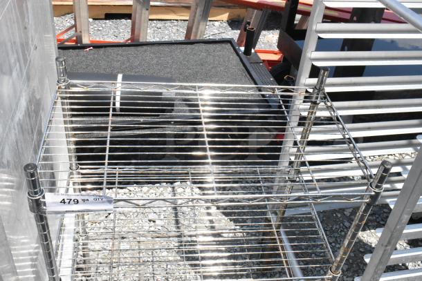 Chrome Finish 3 Tier Wire Shelving Unit. BUYER MUST DISMANTLE. PCI CANNOT DISMANTLE FOR SHIPPING. PLEASE CONSIDER FREIGHT CHARGES. - Image 4 of 4