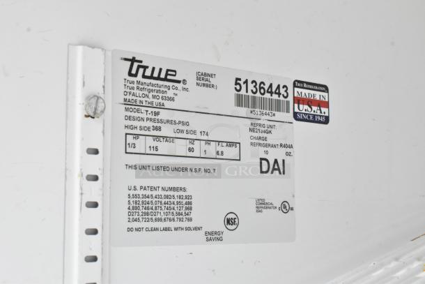 True T-19F Stainless Steel Commercial Single Door Reach In Freezer. 115 Volts, 1 Phase. - Image 5 of 5