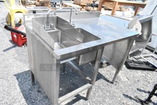Stainless Steel Table w/ 2 Single Sink Bays, Faucets and Handles. - Item #1194427