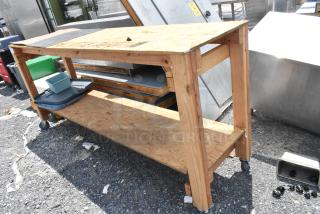 Wooden Table w/ Under Shelf on Commercial Casters. - Item #1194428