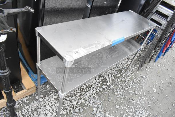 Stainless steel 2-tier over shelf, used condition, measuring approx. 120x40x90 cm, with label indicating item number 510.