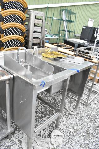 Stainless Steel Table w/ 2 Single Sink Bay, Faucets. - Item #1194451