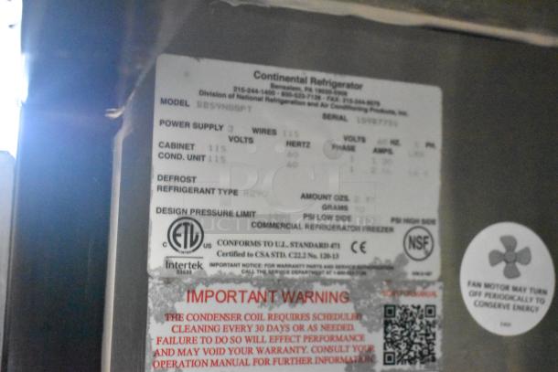 2019 Continental BBS9NGGPT Stainless Steel 2 Door Undercounter Cooler. 115 Volts, 1 Phase. - Image 6 of 6